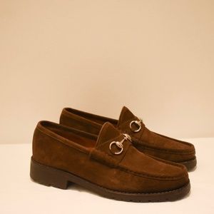Mens Gucci brown suede loafers
